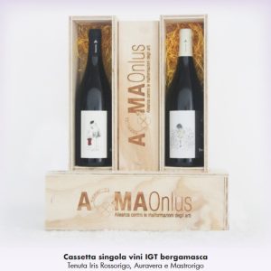Vino 750ml Rossorigo o Auravera IGT bergamasca TENUTA IRIS in cassetta di legno confezione regalo